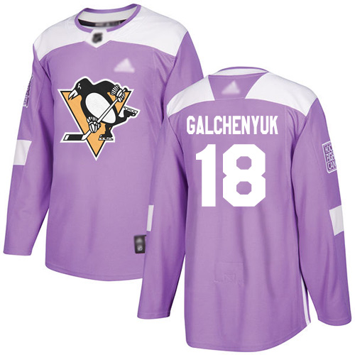 Adidas Pittsburgh Penguins #18 Alex Galchenyuk Purple Authentic Fights Cancer Stitched Jersey Men's