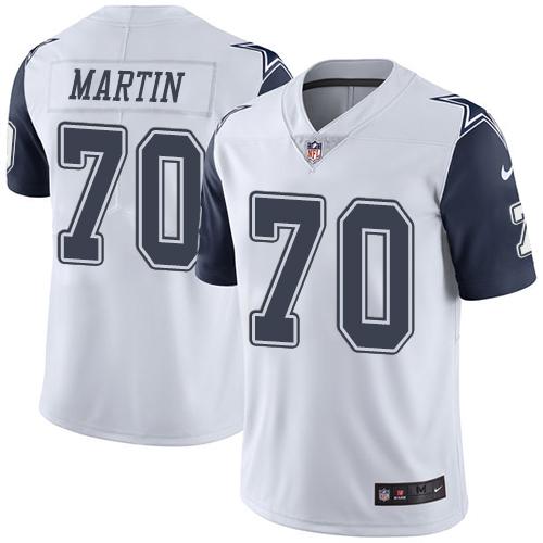 Dallas Cowboys #70 Zack Martin White Men's Stitched Limited Rush Jersey Men's