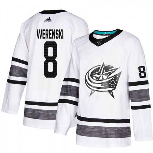 Adidas Columbus Blue Jackets #8 Zach Werenski White 2019 All-Star Game Parley Authentic Stitched Jersey Men's