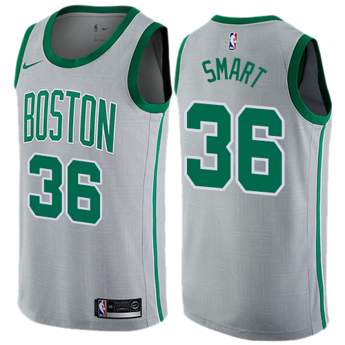 Boston Celtics #36 Marcus Smart Gray Swingman City Edition Jersey Mens