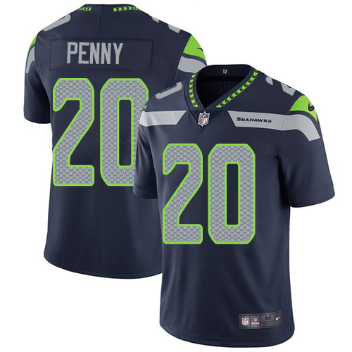 Seattle Seahawks #20 Rashaad Penny Steel Blue Team Color Men's Stitched Vapor Untouchable Limited Jersey Men's