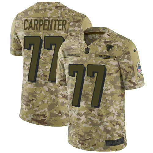Atlanta Falcons #77 James Carpenter Camo Men's Stitched Limited 2018 Salute To Service Jersey Men's
