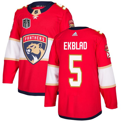 Adidas Lightning #5 Aaron Ekblad Red 2023 Stanley Cup Final Patch Home Authentic Stitched Youth Jersey