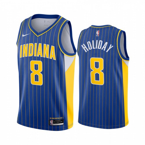 Indiana Pacers #8 Justin Holiday Blue Youth Swingman 2020-21 City Edition Jersey Youth