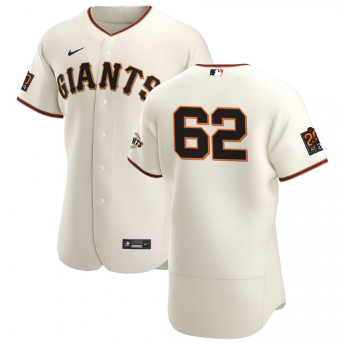 San Francisco San Francisco Giants #62 Logan Webb Men's Cream Home 2020 Authentic 20 at 24 Patch Player Jersey Men's