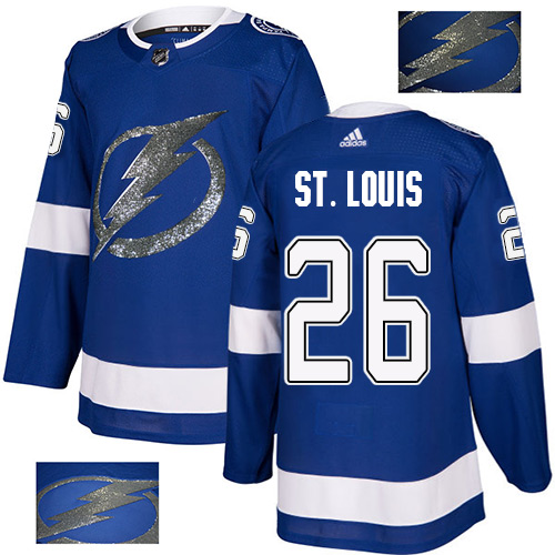 Adidas Tampa Bay Lightning #26 Martin St. Louis Blue Home Authentic Fashion Gold Stitched Jersey Men's