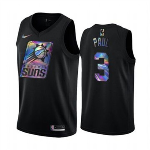Phoenix Suns #3 Chris Paul Mens Iridescent Holographic Collection Jersey - Black Mens
