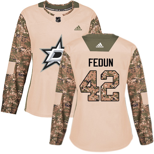 Adidas Dallas Stars #42 Taylor Fedun Camo Authentic 2017 Veterans Day Women's Stitched Jersey Womens