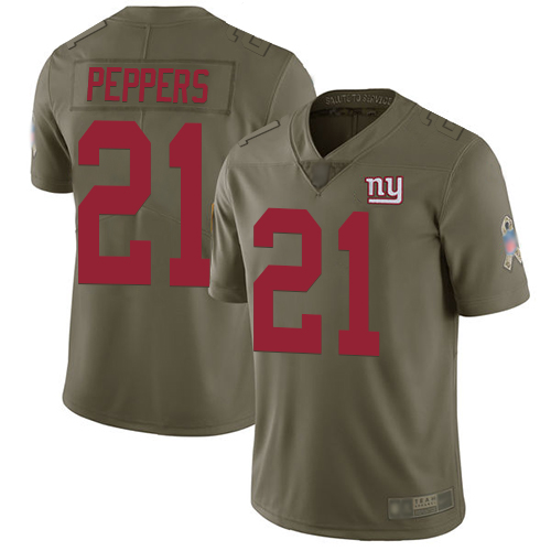 New York Giants #21 Jabrill Peppers Olive Men's Stitched Limited 2017 Salute to Service Jersey Men's