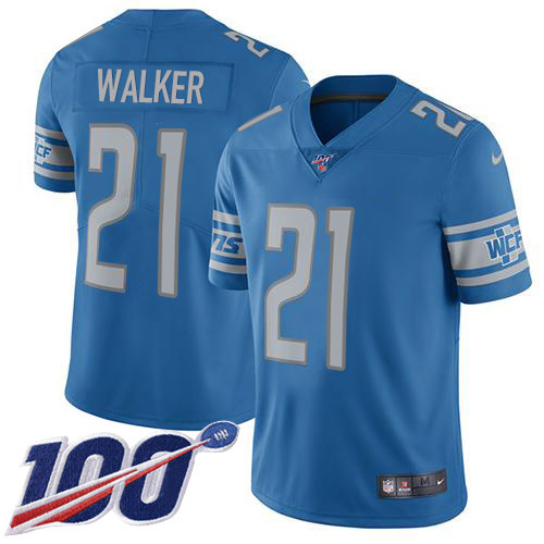 Detroit Lions #21 Tracy Walker Light Blue Team Color Youth Stitched 100th Season Vapor Untouchable Limited Jersey Youth