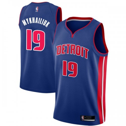 Detroit Pistons #19 Sviatoslav Mykhailiuk Blue Womens Swingman Icon Edition Jersey Womens