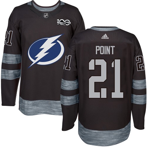 Adidas Tampa Bay Lightning #21 Brayden Point Black 1917-2017 100th Anniversary Stitched Jersey Men's