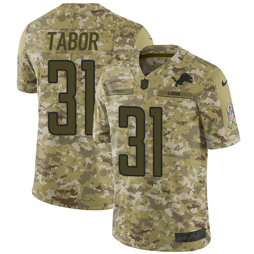 Detroit Lions #31 Teez Tabor Camo Men's Stitched Limited 2018 Salute To Service Jersey Men's