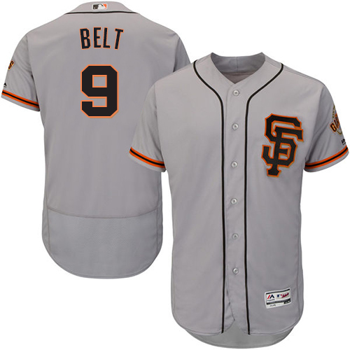 San Francisco Giants #9 Brandon Belt Grey Flexbase Authentic Collection Road 2 Stitched Jersey Men's