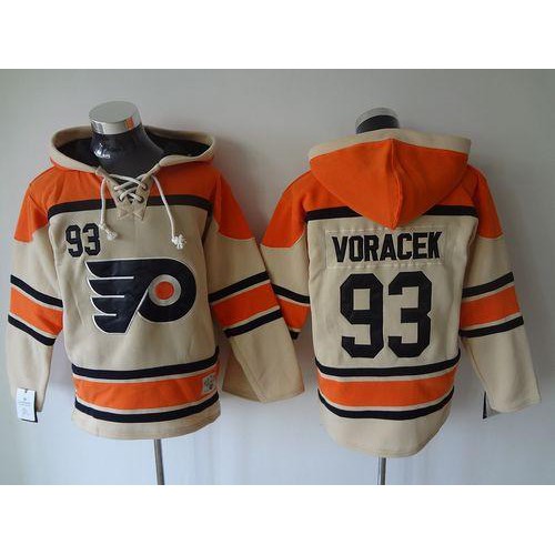 Philadelphia Flyers #93 Jakub Voracek Cream Sawyer Hooded Sweatshirt Stitched Jersey Men's
