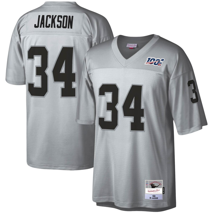 Las Vegas Raiders #34 Bo Jackson Mitchell & Ness 100 Retired Player Platinum Jersey