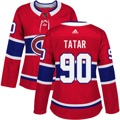 Adidas Montreal Canadiens #90 Tomas Tatar Red Home Authentic Women's Stitched Jersey Womens