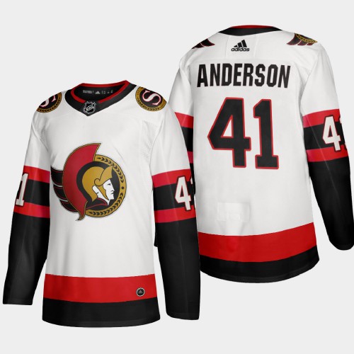 Ottawa Ottawa Senators #41 Craig Anderson Men's Adidas 2020-21 Authentic Player Away Stitched Jersey White Men's