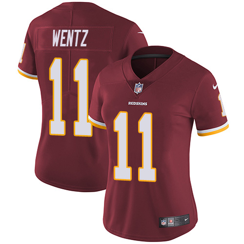 Washington Commanders #11 Carson Wentz Burgundy Red Team Color Women's Stitched Vapor Untouchable Limited Jersey Womens
