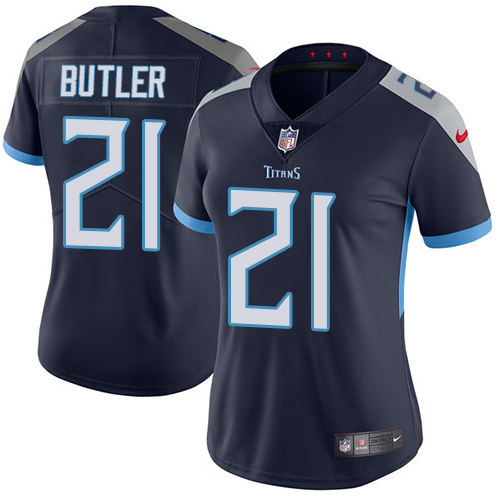 Tennessee Titans #21 Malcolm Butler Navy Blue Team Color Women's Stitched Vapor Untouchable Limited Jersey Womens