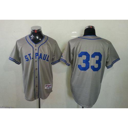 Minnesota Twins #33 Justin Morneau Grey 1948 St. Paul Saints Turn Back The Clock Stitched Jersey Men's