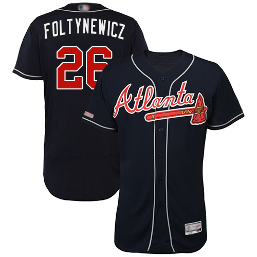 Atlanta Braves #26 Mike Foltynewicz Navy Blue Flexbase Authentic Collection Stitched Jersey Men's