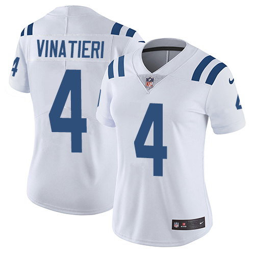 Indianapolis Colts #4 Adam Vinatieri White Women's Stitched Vapor Untouchable Limited Jersey Womens