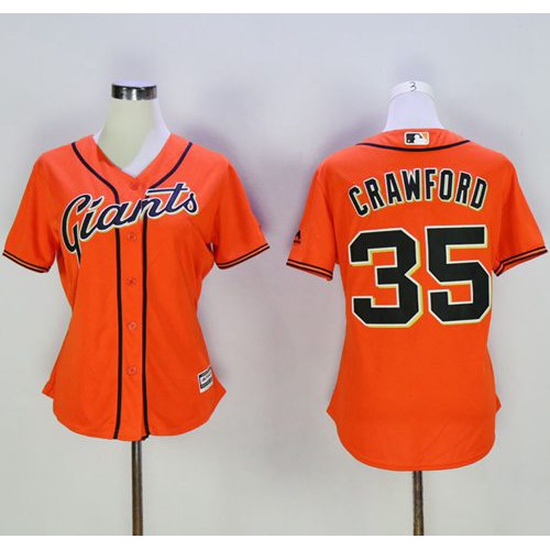 San Francisco Giants #35 Brandon Crawford Orange Women's Alternate Stitched Jersey Womens