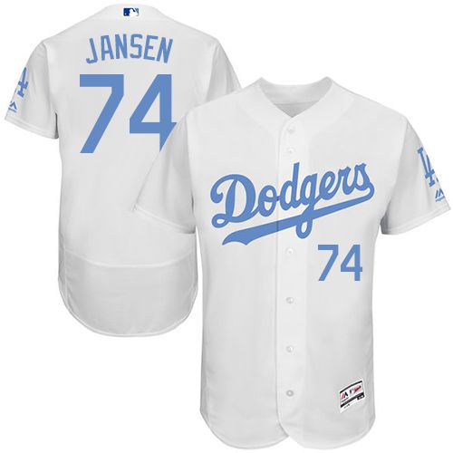 Los Angeles Dodgers #74 Kenley Jansen White Flexbase Authentic Collection Father's Day Stitched Jersey Men's