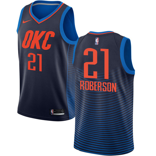 Oklahoma City Thunder #21 Andre Roberson Navy Blue Swingman Statement Edition Jersey Mens