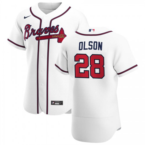 Atlanta Atlanta Braves #28 Matt Olson Men's White Home 2020 Authentic Player Jersey Men's