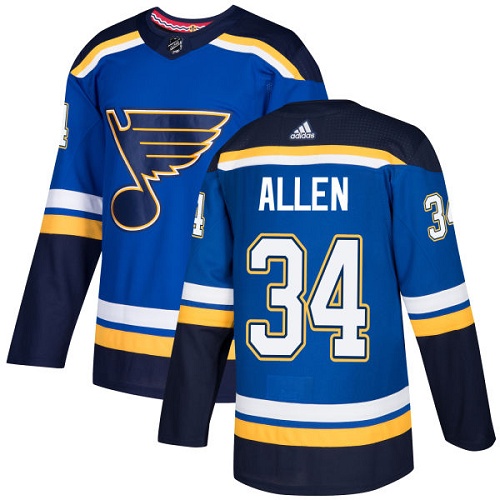 Adidas St. Louis Blues #34 Jake Allen Blue Home Authentic Stitched Youth Jersey Youth