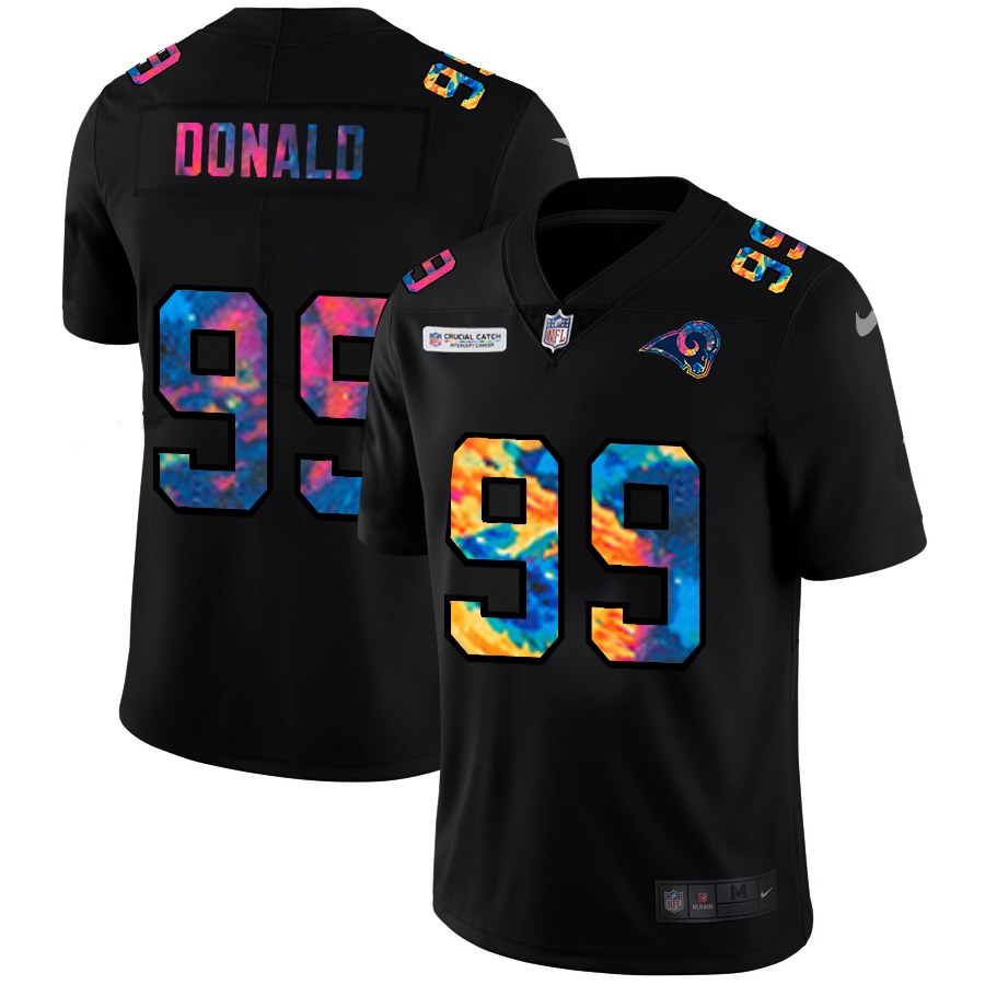 Los Angeles Rams #99 Aaron Donald Men's Multi-Color Black 2020 Crucial Catch Vapor Untouchable Limited Jersey