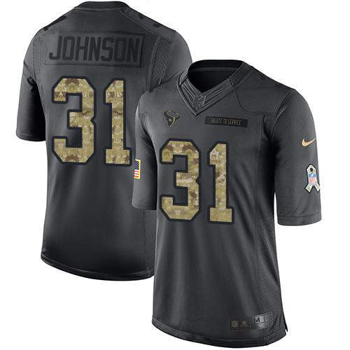 Houston Texans #31 David Johnson Black Youth Stitched Limited 2016 Salute to Service Jersey Youth