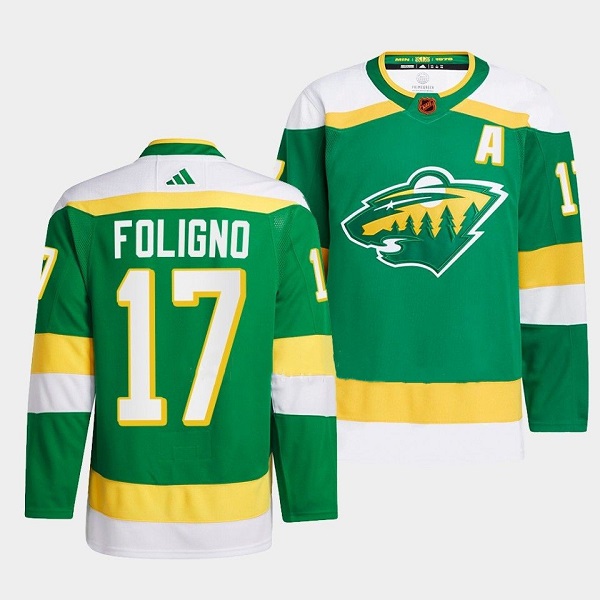 Minnesota Wild #17 Marcus Foligno Men's Adidas Reverse Retro 2.0 Authentic Player Jersey - Green