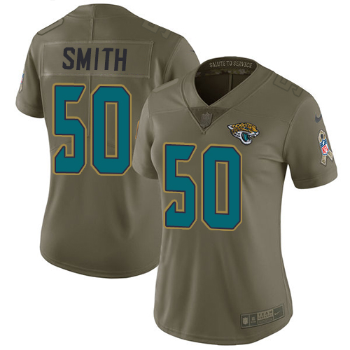 Jacksonville Jaguars #50 Telvin Smith Olive Women's Stitched Limited 2017 Salute to Service Jersey Womens