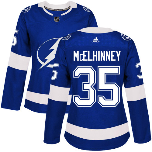 Adidas Tampa Bay Lightning #35 Curtis McElhinney Blue Home Authentic Women's Stitched Jersey Womens