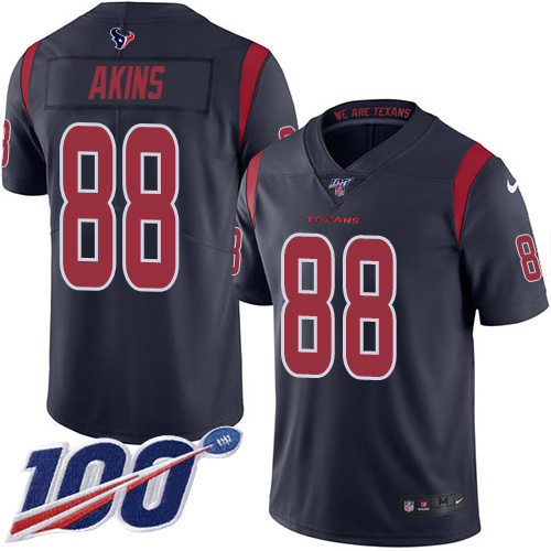 Houston Texans #88 Jordan Akins Navy Blue Youth Stitched Limited Rush 100th Season Jersey Youth