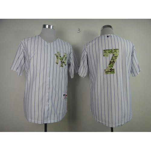 New York Yankees #7 Mickey Mantle White USMC Cool Base Stitched Jersey Men's