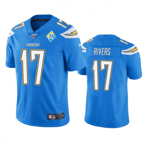 Los Angeles Los Angeles Chargers #17 Philip Rivers Light Blue 60th Anniversary Vapor Limited Jersey Men's