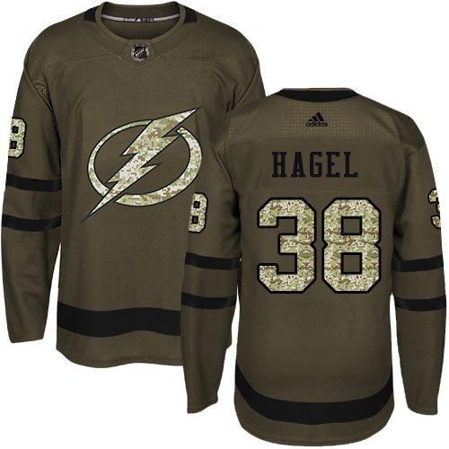 Adidas Tampa Bay Lightning #38 Brandon Hagel Green Salute to Service Stitched Youth Jersey Youth