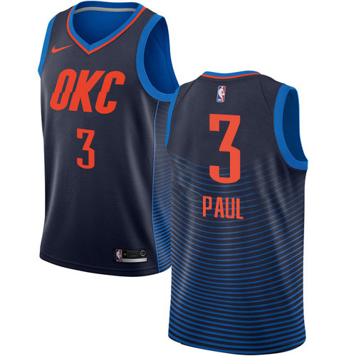 Oklahoma City Thunder #3 Chris Paul Navy Blue Swingman Statement Edition Jersey Mens