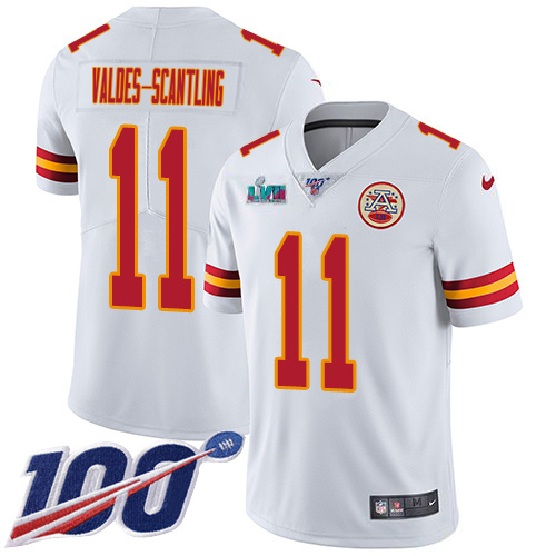 Chiefs #11 Marquez Valdes-Scantling White Youth Stitched 100th Season Vapor Limited Jersey