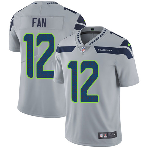 Seahawks #12 Fan Grey Alternate Youth Stitched Vapor Untouchable Limited Jersey