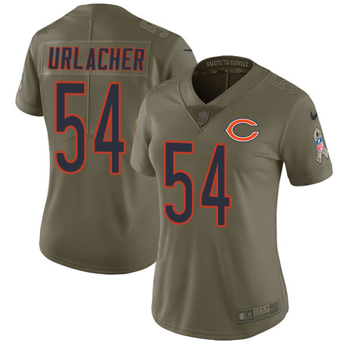 Chicago Bears #54 Brian Urlacher Olive Women's Stitched Limited 2017 Salute to Service Jersey Womens