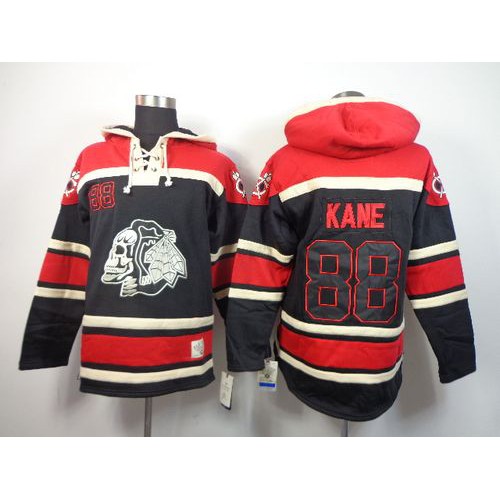 Chicago Blackhawks #88 Patrick Kane Black Sawyer Hooded Sweatshirt Stitched Jersey Men's