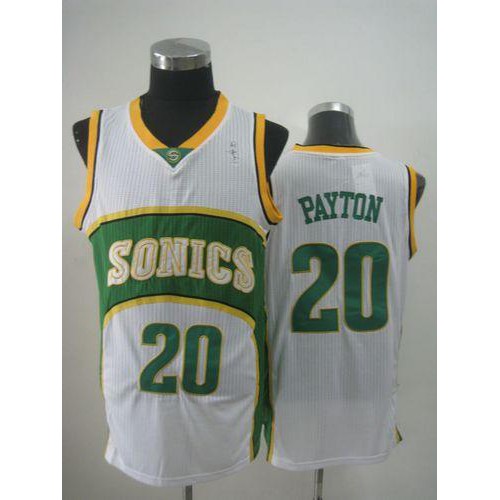 Oklahoma City Thunder #20 Gary Payton White SuperSonics Throwback Stitched Jersey Mens