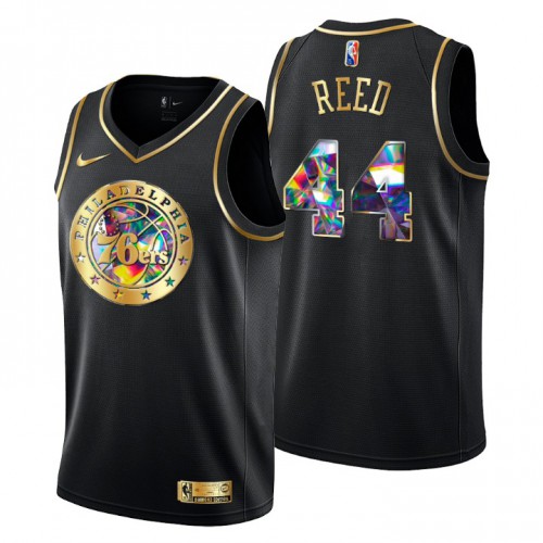 Philadelphia Philadelphia 76ers #44 Paul Reed Mens Golden Edition Diamond Logo 2021/22 Swingman Jersey - Black Mens