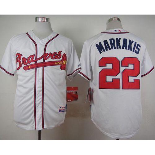 Atlanta Braves #22 Nick Markakis White Cool Base Stitched Jersey Men's