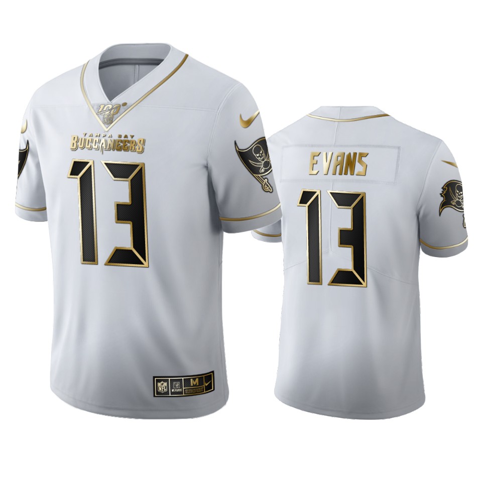 Tampa Bay Buccaneers #13 Mike Evans Men's White Golden Edition Vapor Limited 100 Jersey